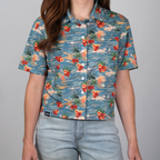 Cropped FlexGRID Button Up - Sunburn Shred
