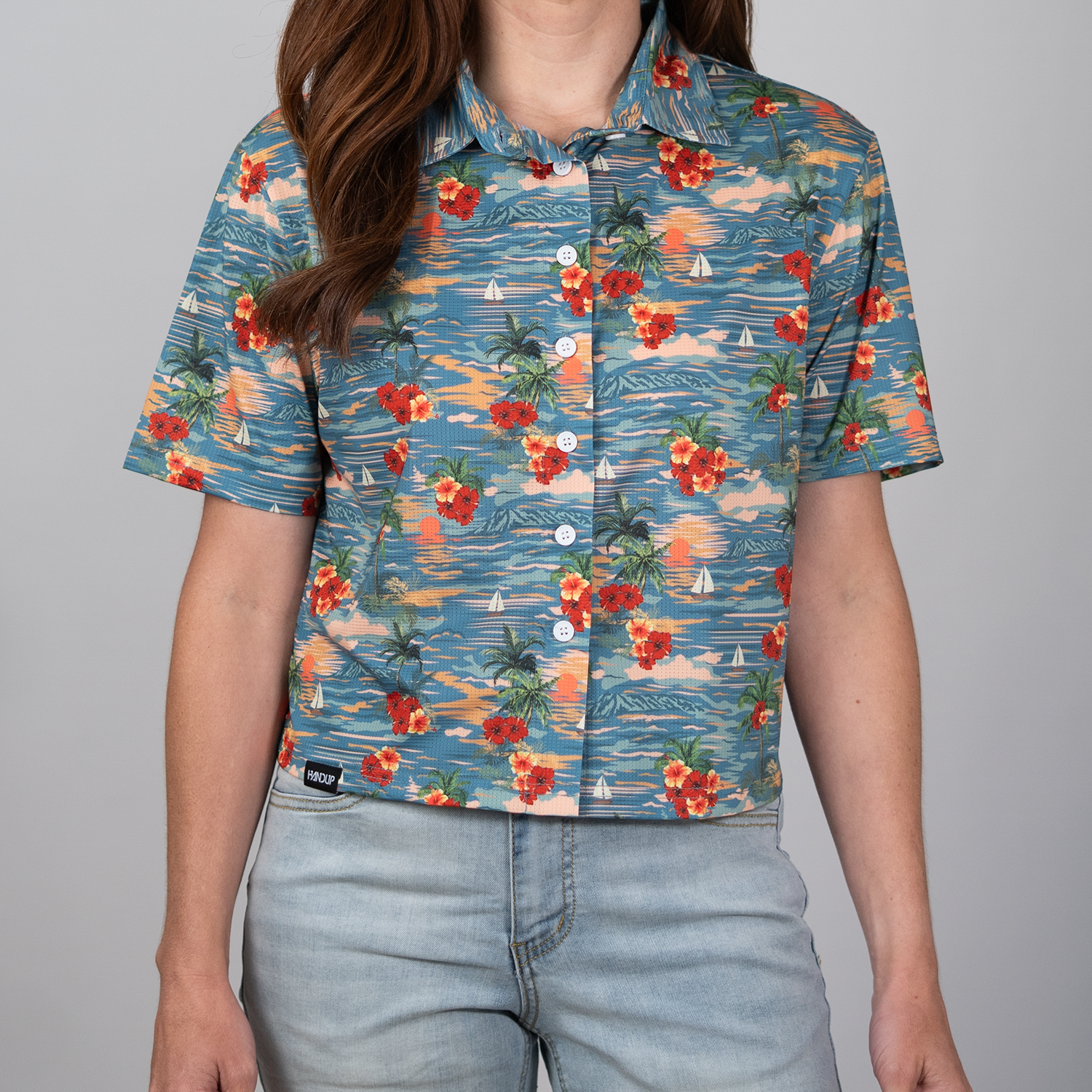 Cropped FlexGRID Button Up - Sunburn Shred