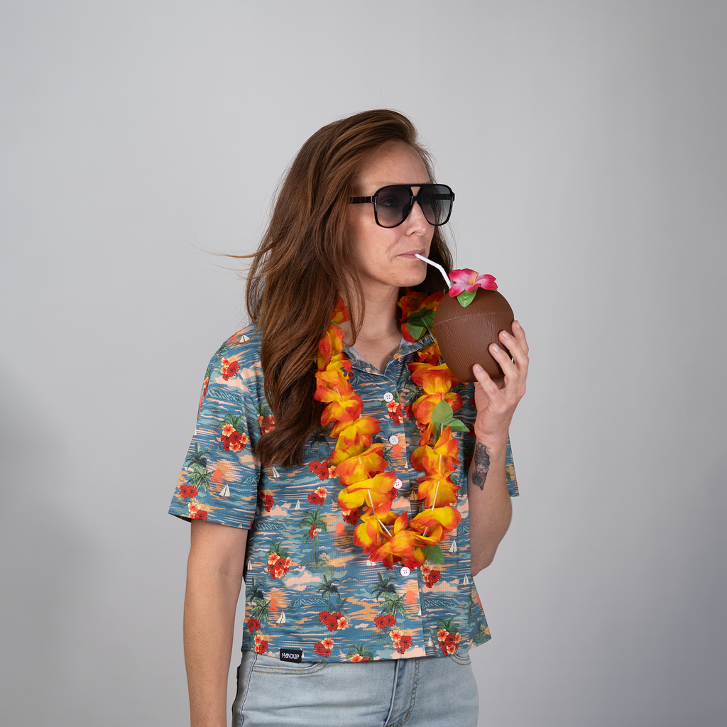 Cropped FlexGRID Button Up - Sunburn Shred