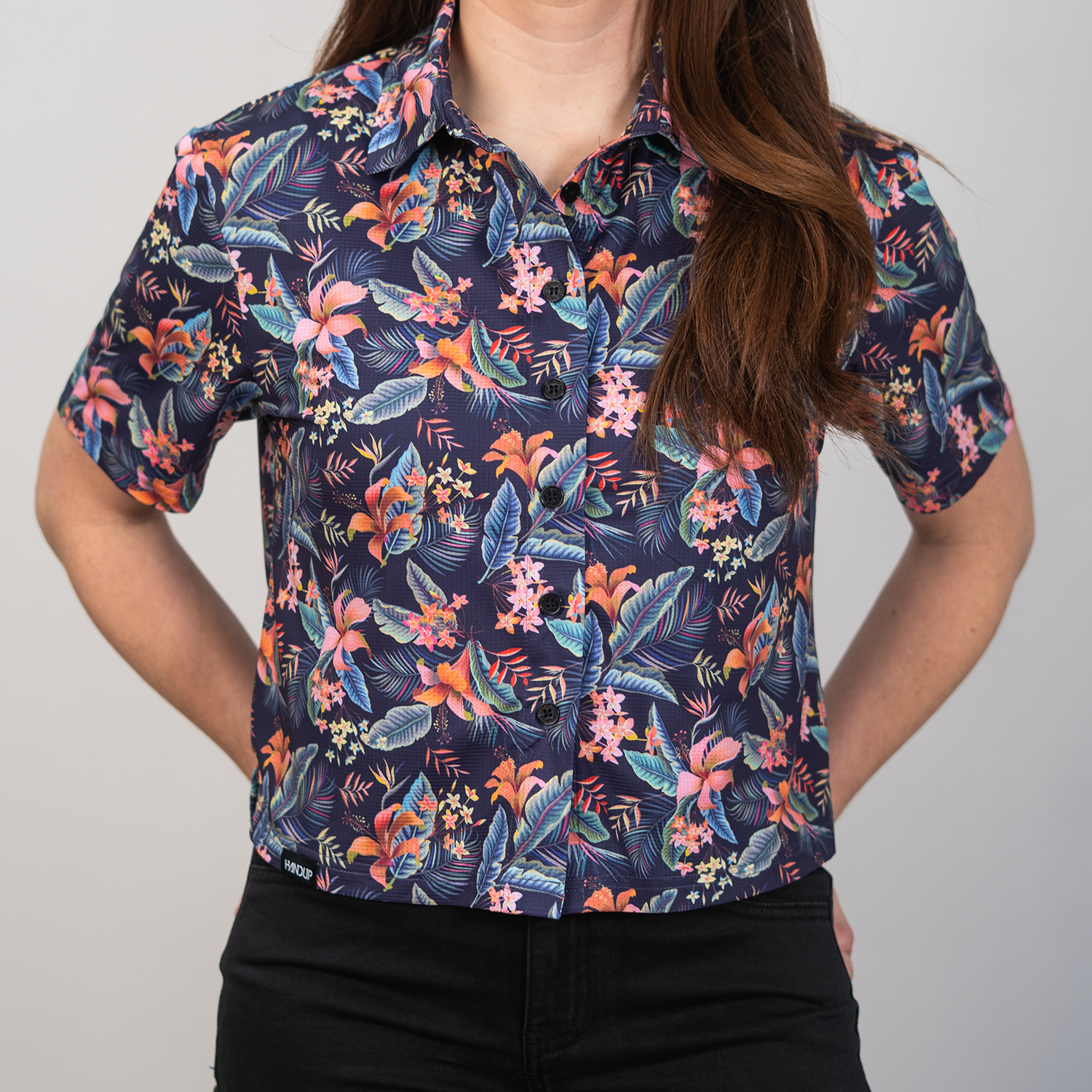 Cropped FlexGRID Button Up - Midnight in Maui