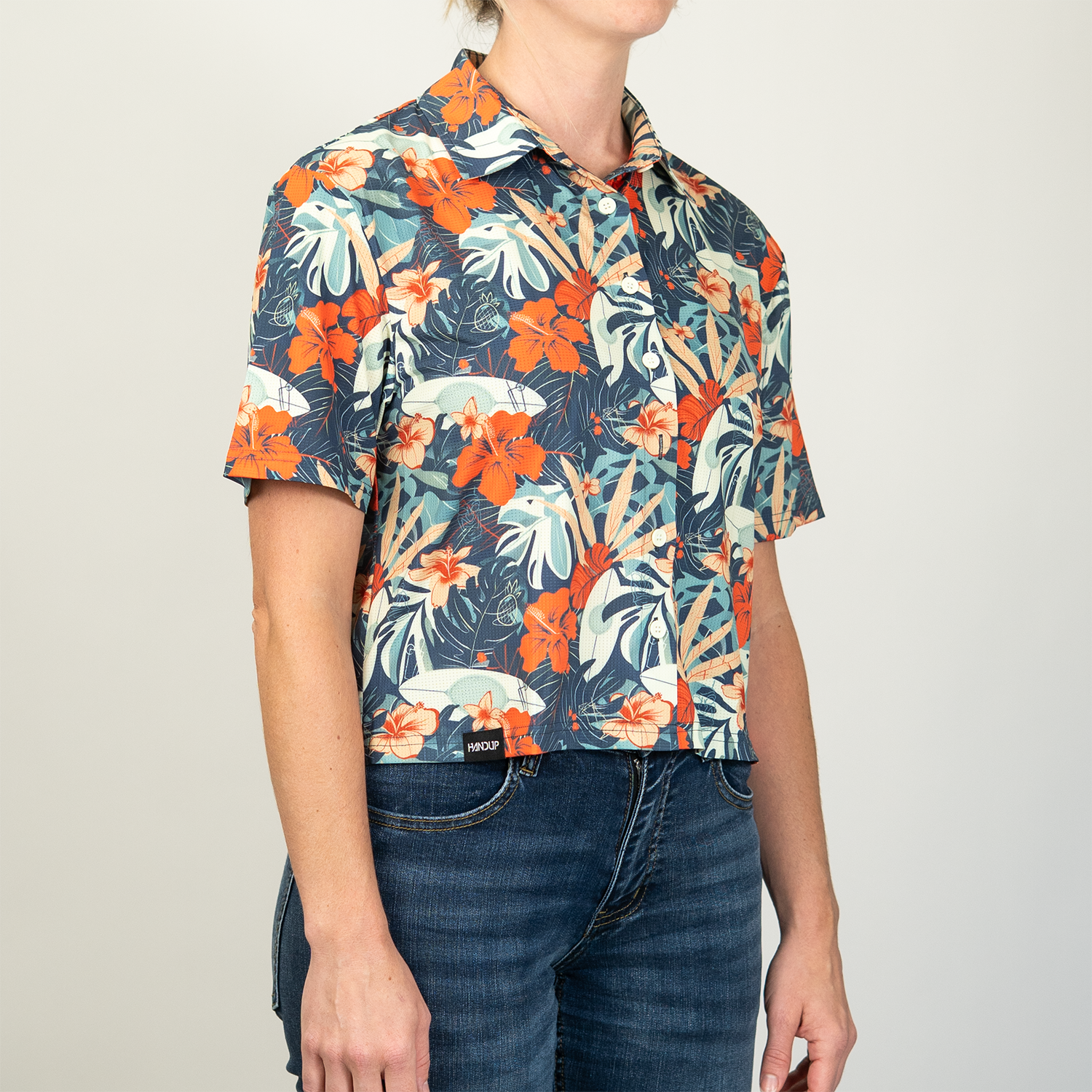 Handup Cropped FlexGRID Button Up - Paradise Pedal