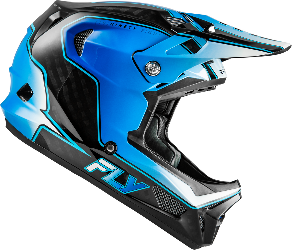 2026 FLY RACING WERX-R FLOW CARBON HELMET BLACK CARBON/BLUE/WHITE